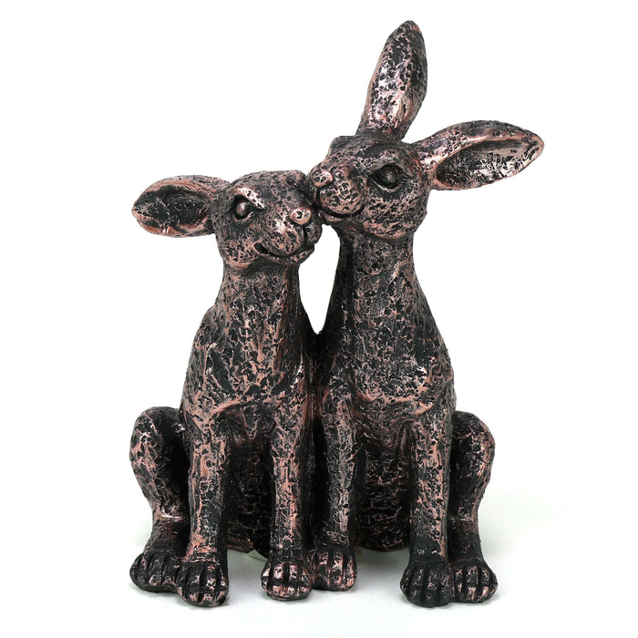 A Bit Quackers Garden Decor - Bronze Hare Couple Garden Ornaments