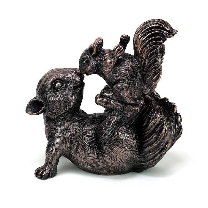 A Bit Quackers Garden Decor - Bronze Squirrel & Pup Garden Ornament
