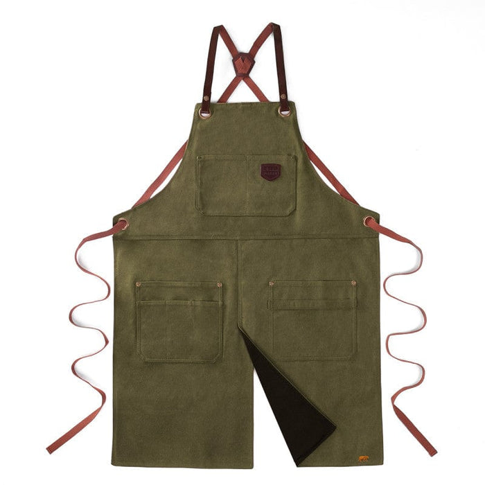 Alaskan MAKER Gardening Aprons & Tool Belts - Canvas Split Garden Apron - Olive Green