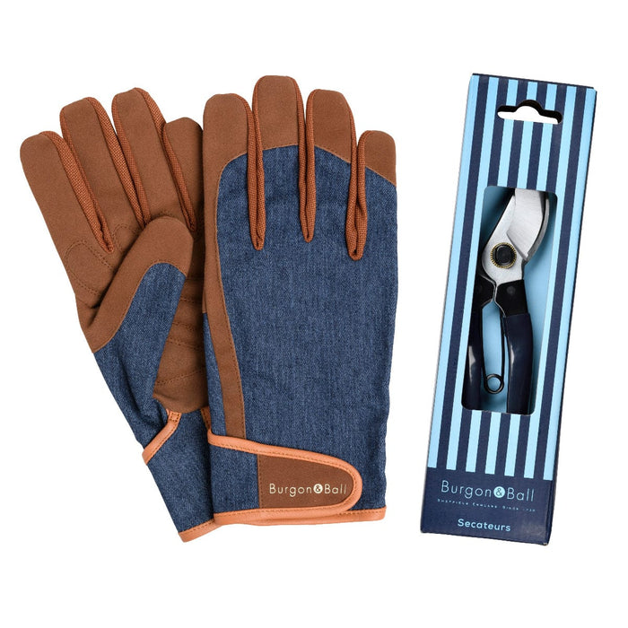 Burgon & Ball Garden Tool Gift Sets - Denim Gloves & Secateurs Gift Set