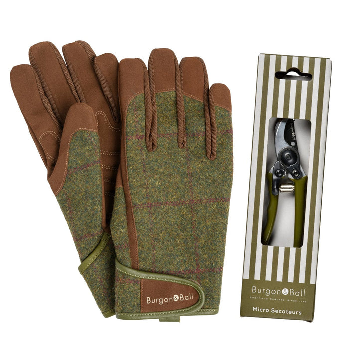 Burgon & Ball Garden Tool Gift Sets - Heritage Tweed Gloves & Secateurs Gift Set