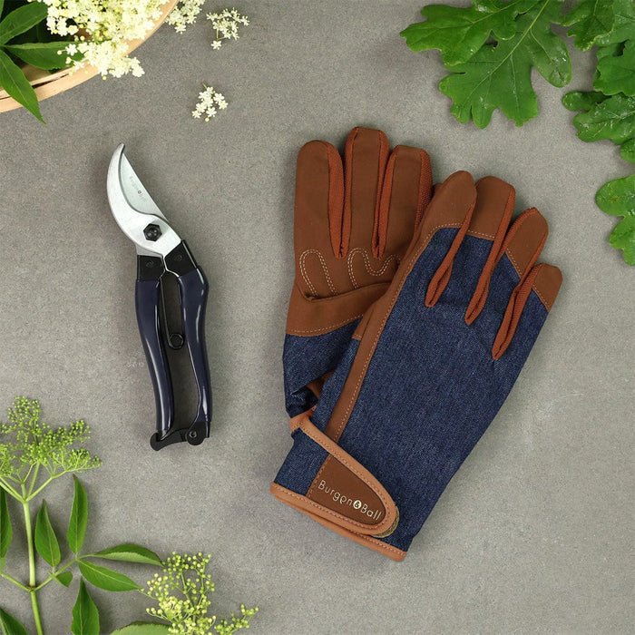 Burgon & Ball Garden Tool Gift Sets - Medium/Large (8 - 9in.) Denim Gloves & Secateurs Gift Set