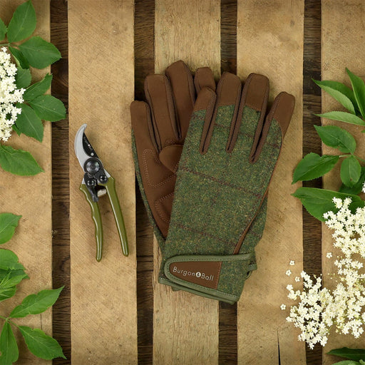 Burgon & Ball Garden Tool Gift Sets - Medium/Large (8 - 9in.) Heritage Tweed Gloves & Secateurs Set