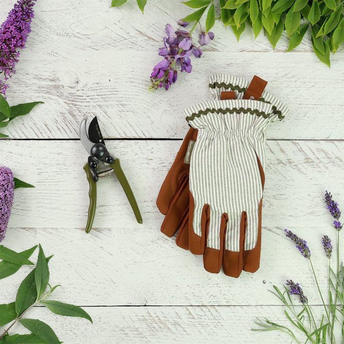 Burgon & Ball Garden Tool Gift Sets - Micro Secateurs & Olive Striped Glove Set