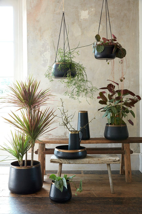 tall indoor plant pots uk Burgon & Ball Sahara Sunset Metal Hanging Pot