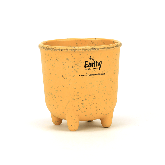 Earthy Sustainable Indoor Plant Pots - Earthy Yellow Coffee Husk Pot with Feet