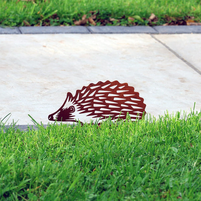 Esschert Design Garden Decor - Rusty Metal Hedgehog Silhouette