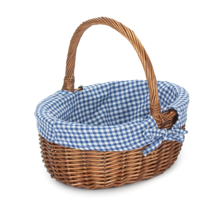 Gardening Gifts Co. Garden Trugs & Baskets - Wicker Shopper Basket With Lining - Blue Check