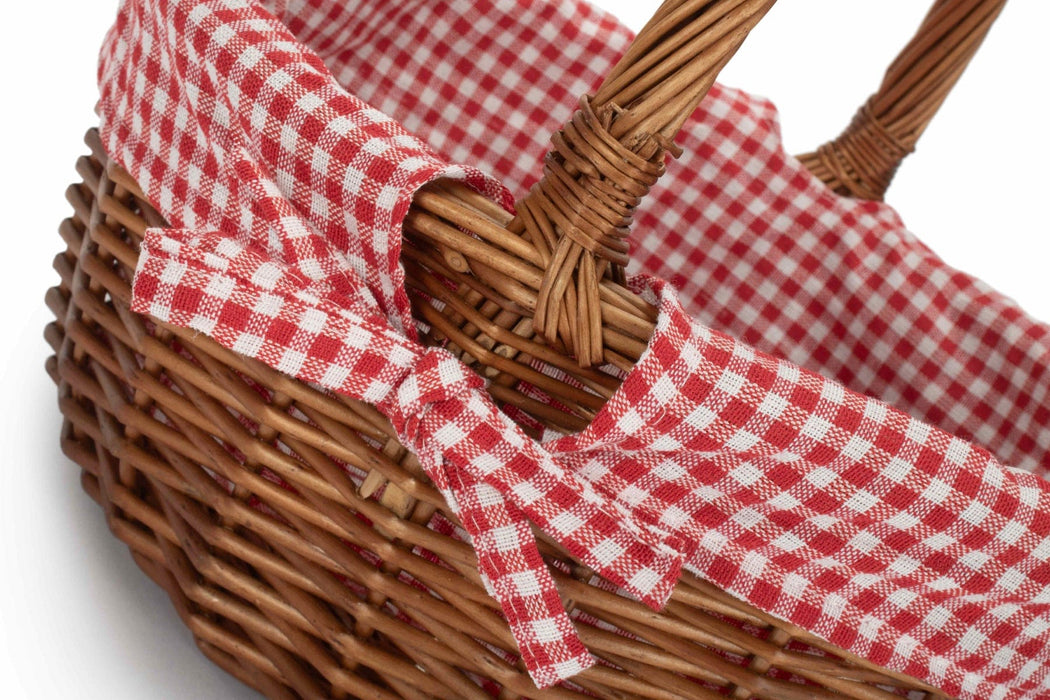 Gardening Gifts Co. Garden Trugs & Baskets - Wicker Shopper Basket With Lining - Red Check