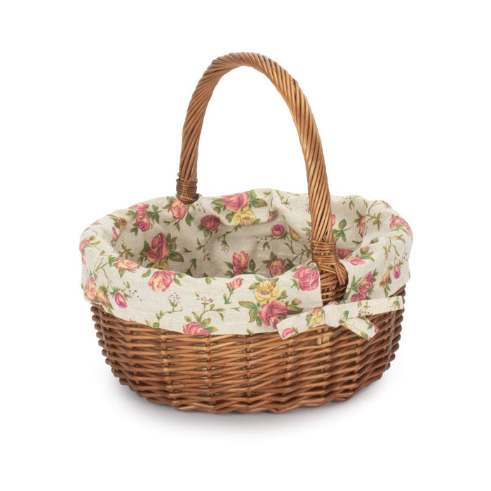 Gardening Gifts Co. Garden Trugs & Baskets - Wicker Shopper Basket With Lining - Rose