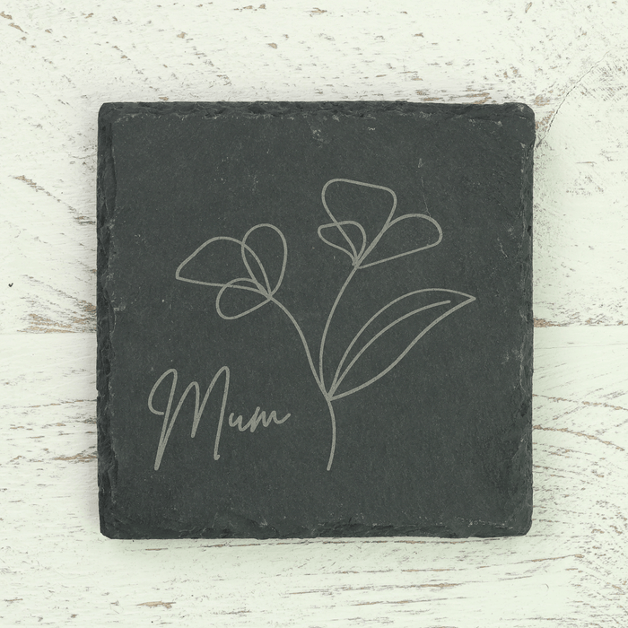 Gardening Gifts Co. Homeware - Mum's Flower Square Slate Coaster - For Mum