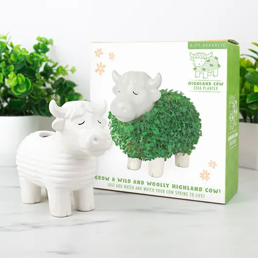 Gift Republic Plant & Herb Growing Kits - Highland Cow Chia Planter
