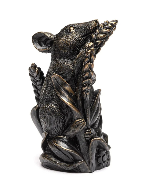 Jardinopia Plant Pot Accessories - Cane Companions - Bronze Harvest Mouse On Corn