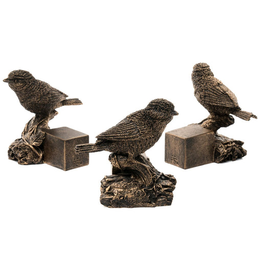 Jardinopia Plant Pot Accessories - Plant Pot Feet - Bronze Blue Tit on Log