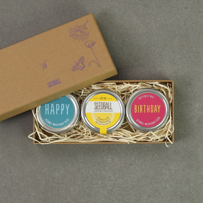 Seedball Plant & Herb Growing Kits - Bee Seedball Happy Birthday Gift Box