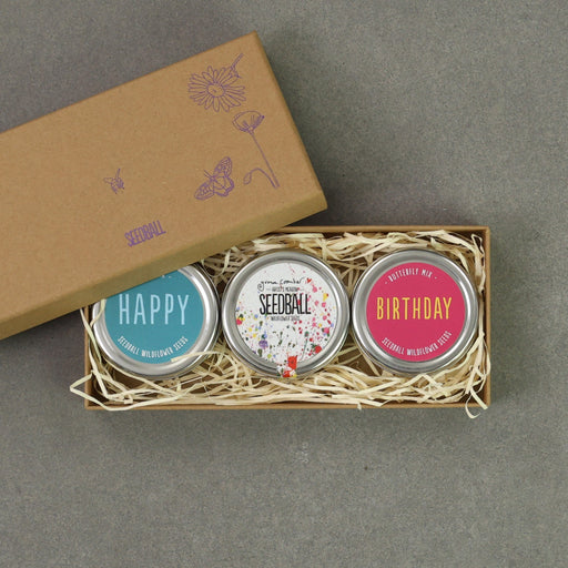 Seedball Plant & Herb Growing Kits - Meadow Seedball Happy Birthday Gift Box