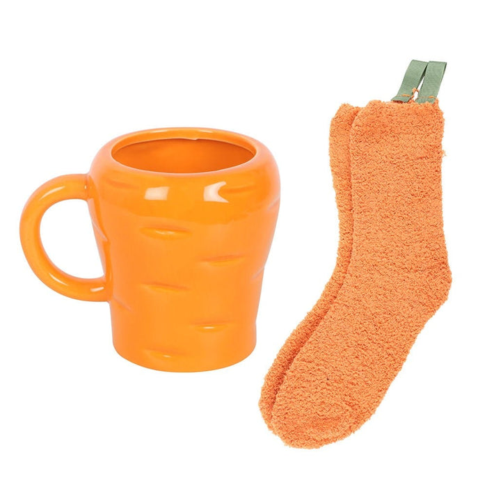 Something Different Enamel Mugs - Carrot Shaped Mug and Socks Set
