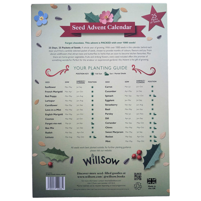 Willsow Novelty Gifts - Willsow Plantable Advent Calendar